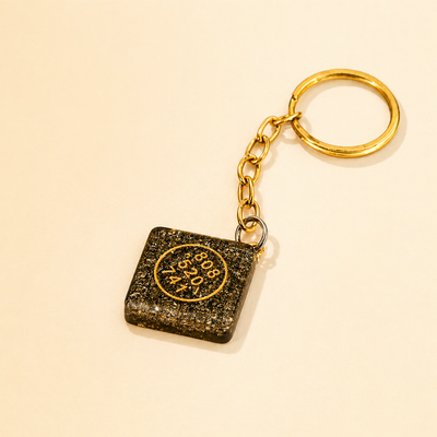 Pyrite Zibu number keychain for Manifestation and Prosperity