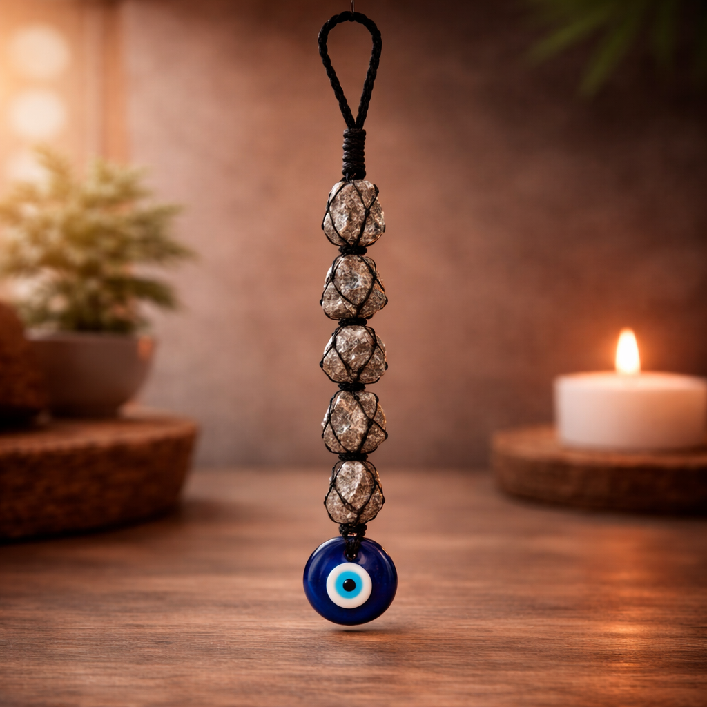 Raw Pyrite Evil Eye Hanger for Wealth & Protection