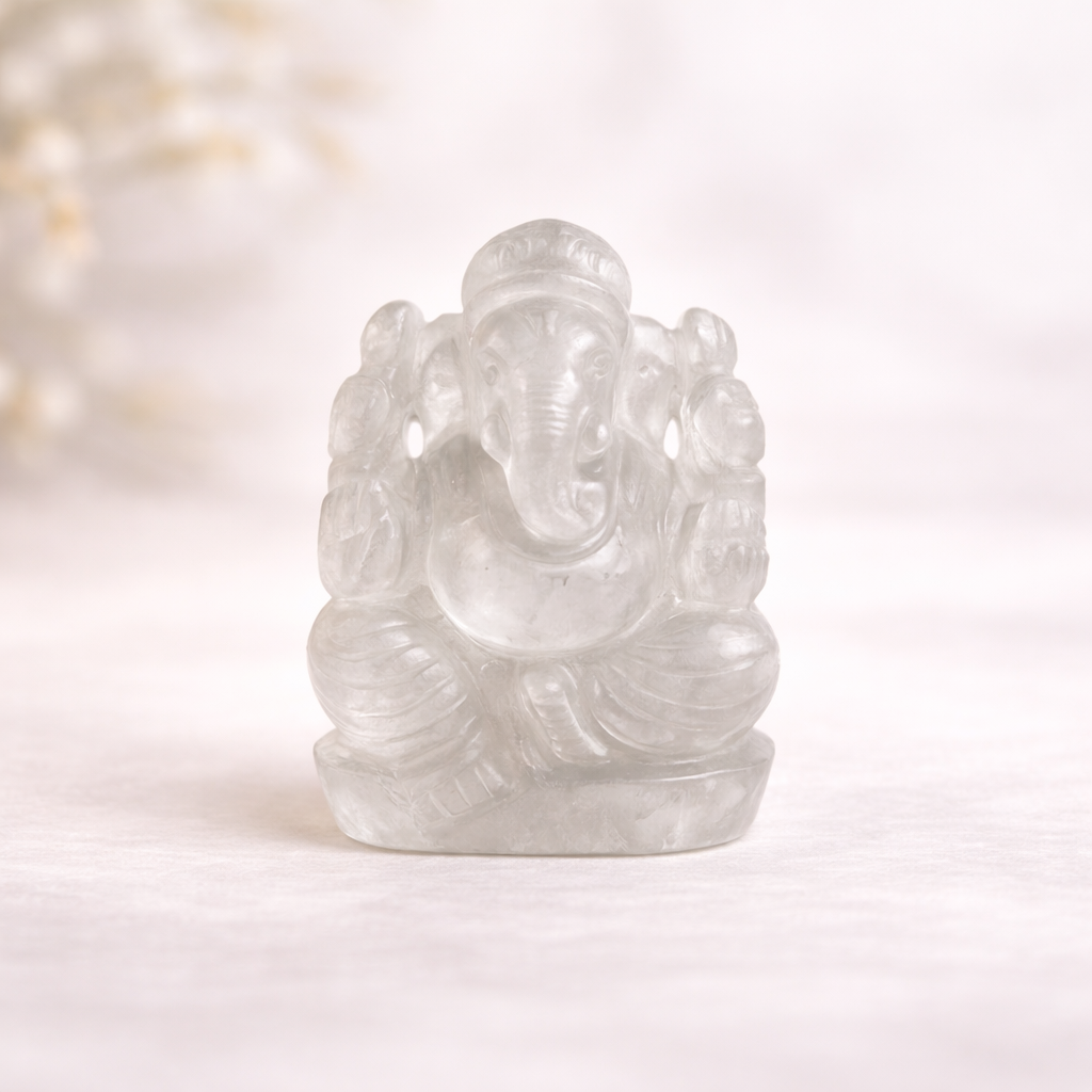 Clear Quartz (Sphatik) Ganesh Ji Idol