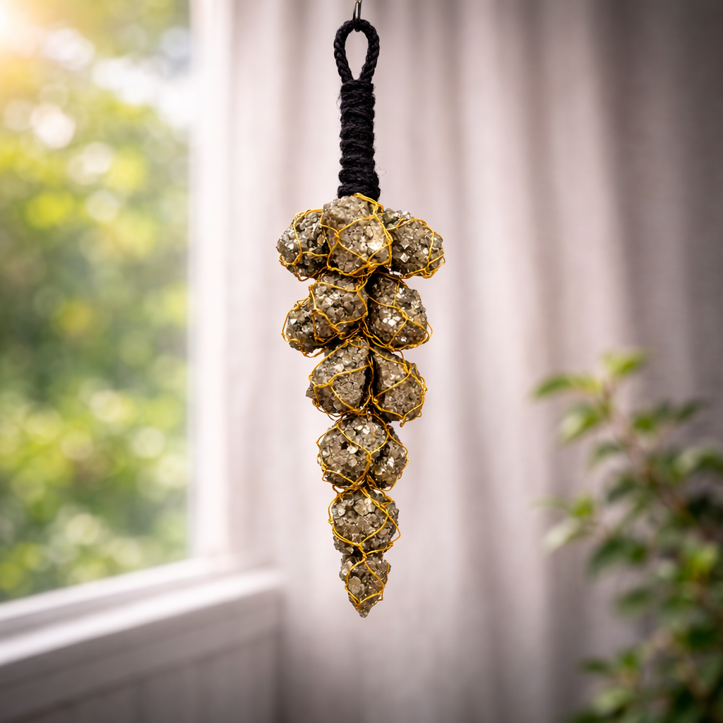 100% Natural Raw Pyrite Cluster Hanger