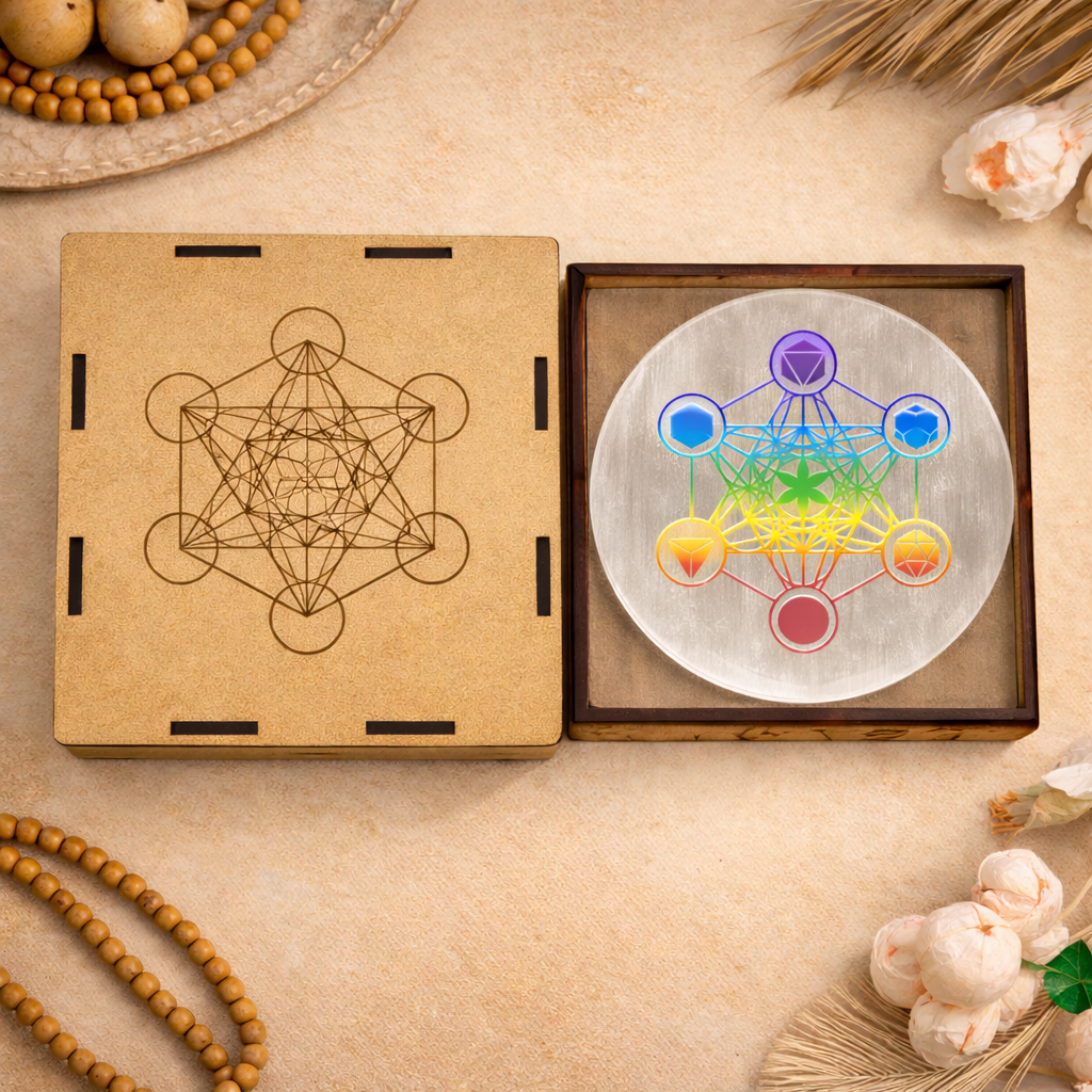 Metatron’s Cube Chakra Crystal Charging Selenite Plate