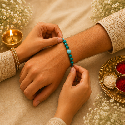Turquoise Crystal Rakhi