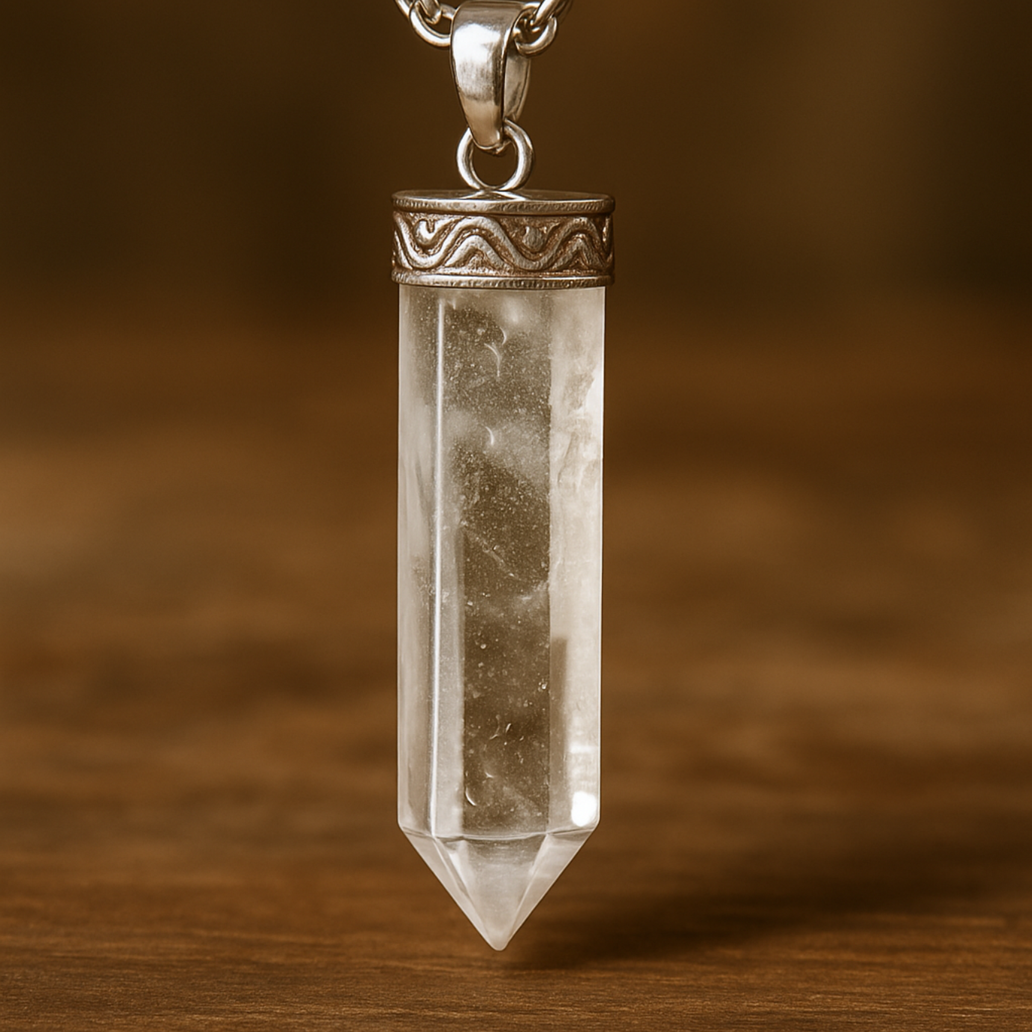 Clear Quartz (Sphatik) Pencil Pendant