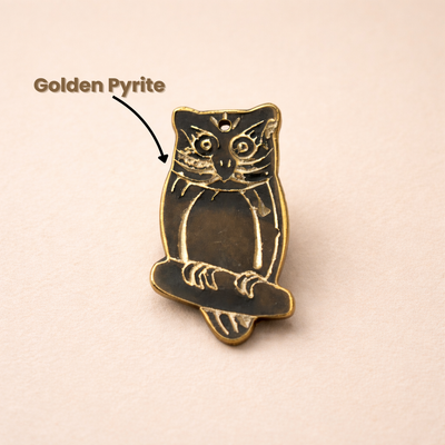 Golden Pyrite Owl for Wisdom & Wealth