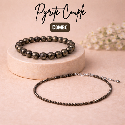 Pyrite Couple combo (Natural Pyrite bracelet + Pyrite anklet)