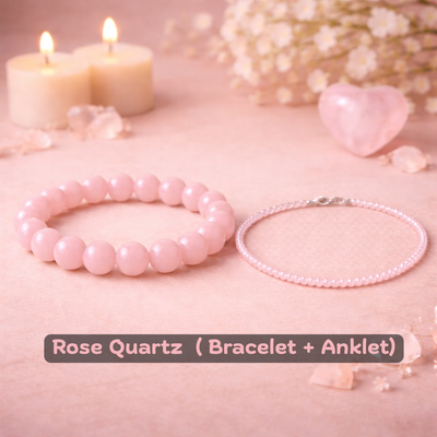 Love Balance Duo (Rose Quartz bracelet + Rose quartz anklet)