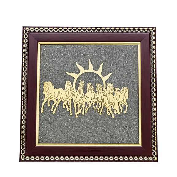 7 Horses Pyrite Frame for Vastu & Prosperity