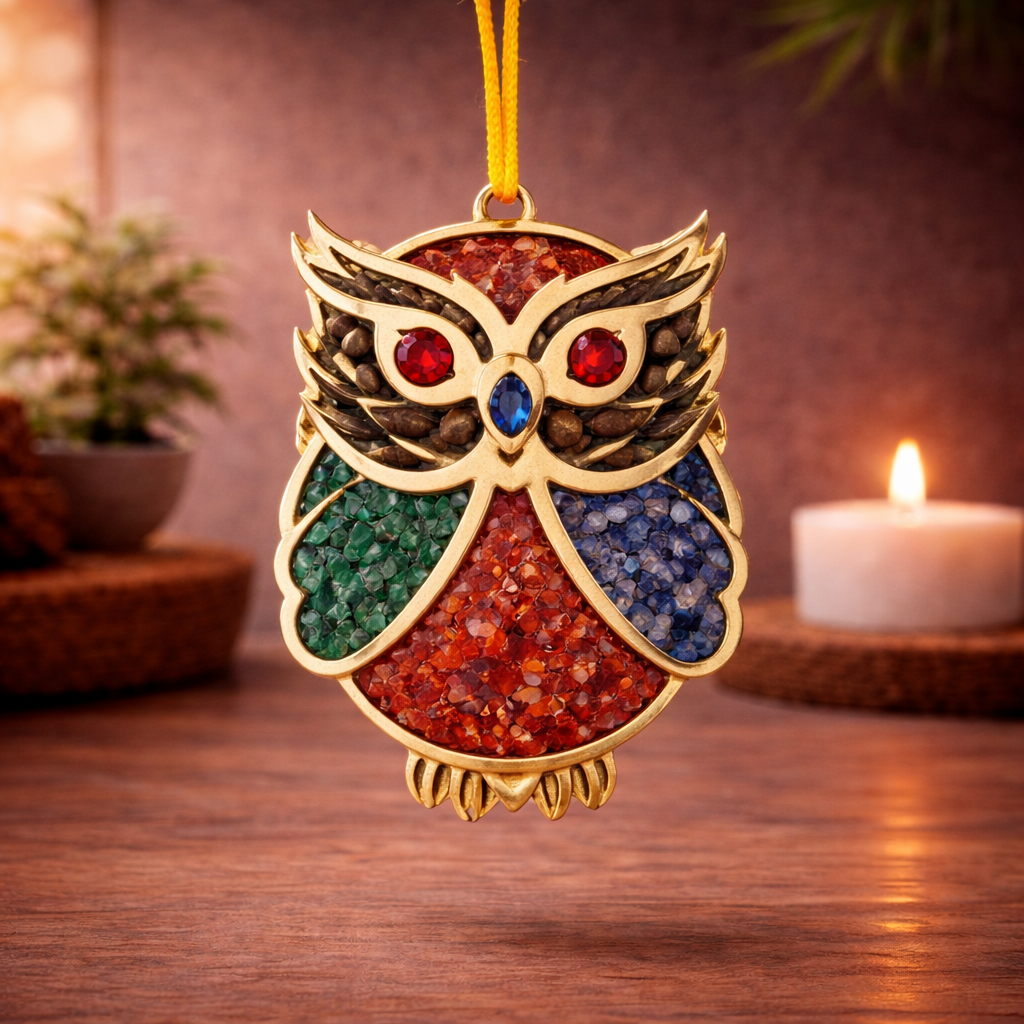 7 Chakra Owl Crystal Hanger for Wisdom