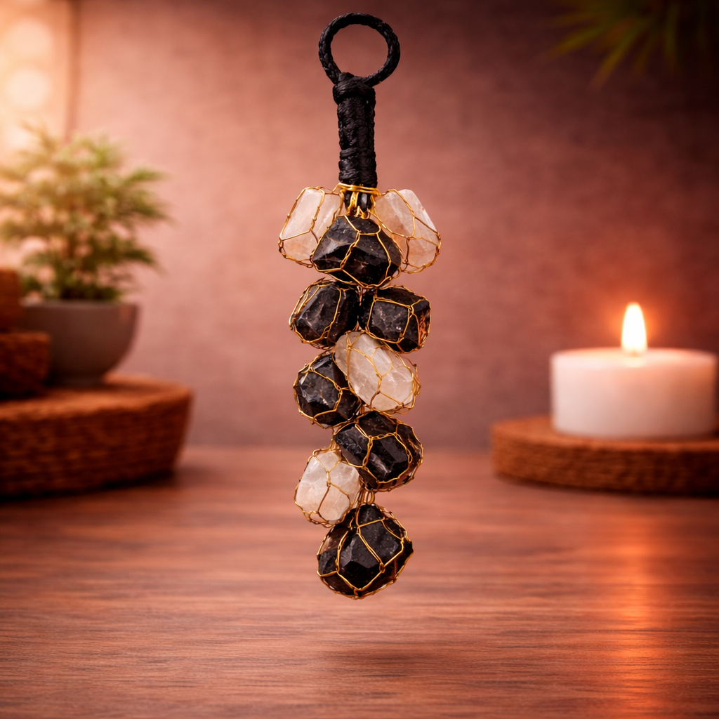 Black Tourmaline + Selenite Hanger for Protection