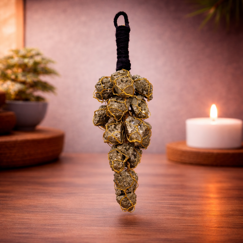 100% Natural Raw Pyrite Cluster Hanger