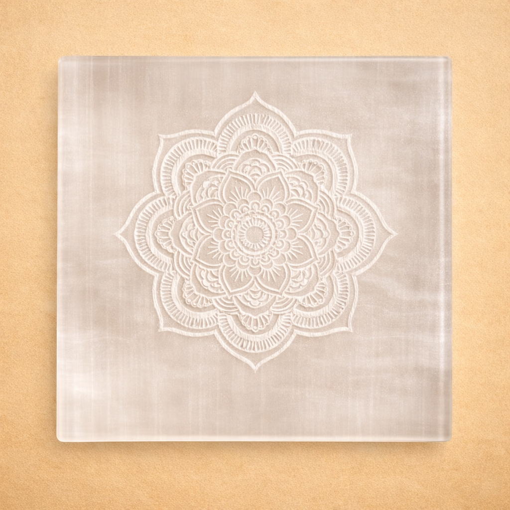 Mandala Crystal Charging Selenite Plate