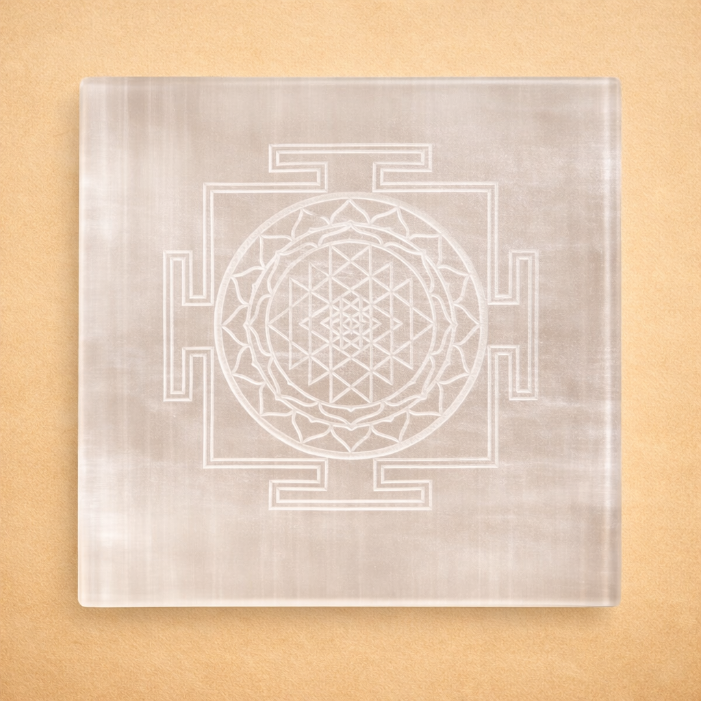 Shri Yantra Crystal Charging Selenite Plate