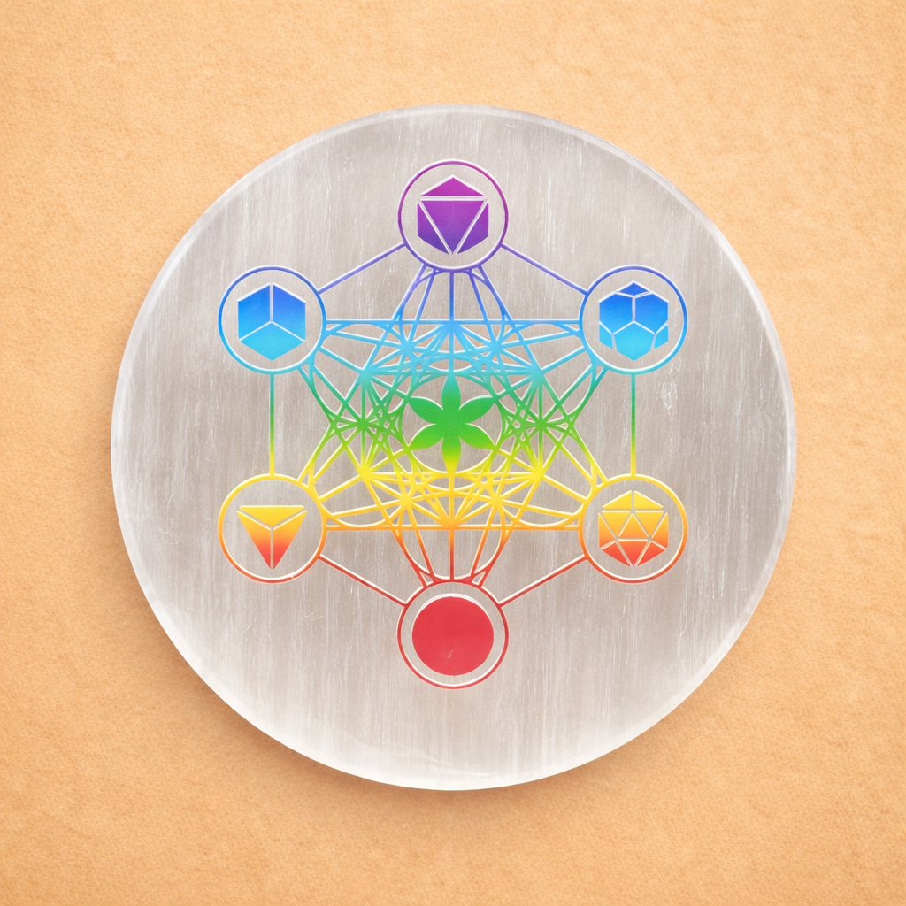 Metatron’s Cube Chakra Crystal Charging Selenite Plate