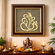 Ganesh Ji Raw Pyrite Frame for Good Fortune & Prosperity
