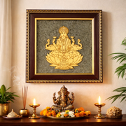 Goddess Gajalakshmi Raw Pyrite Frame for Wealth & Fortune