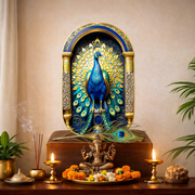 Raw Pyrite - Lapis Lazuli Peacock Frame for Wealth & Wisdom