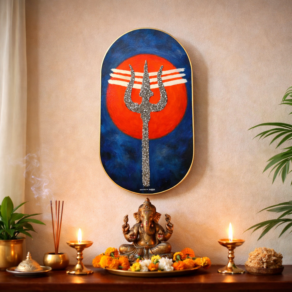 Mahadev Trishul Raw Pyrite Frame for Courage