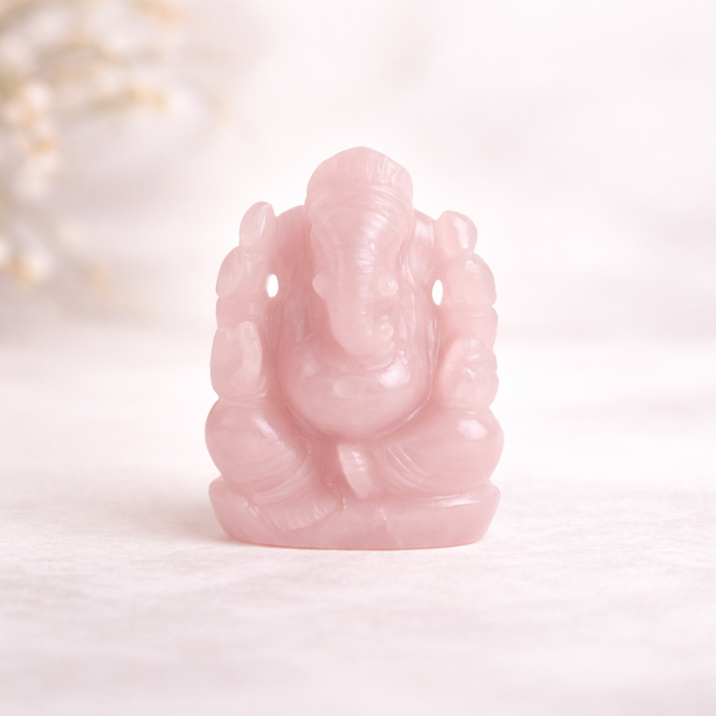 Rose Quartz Ganesh Ji Idol