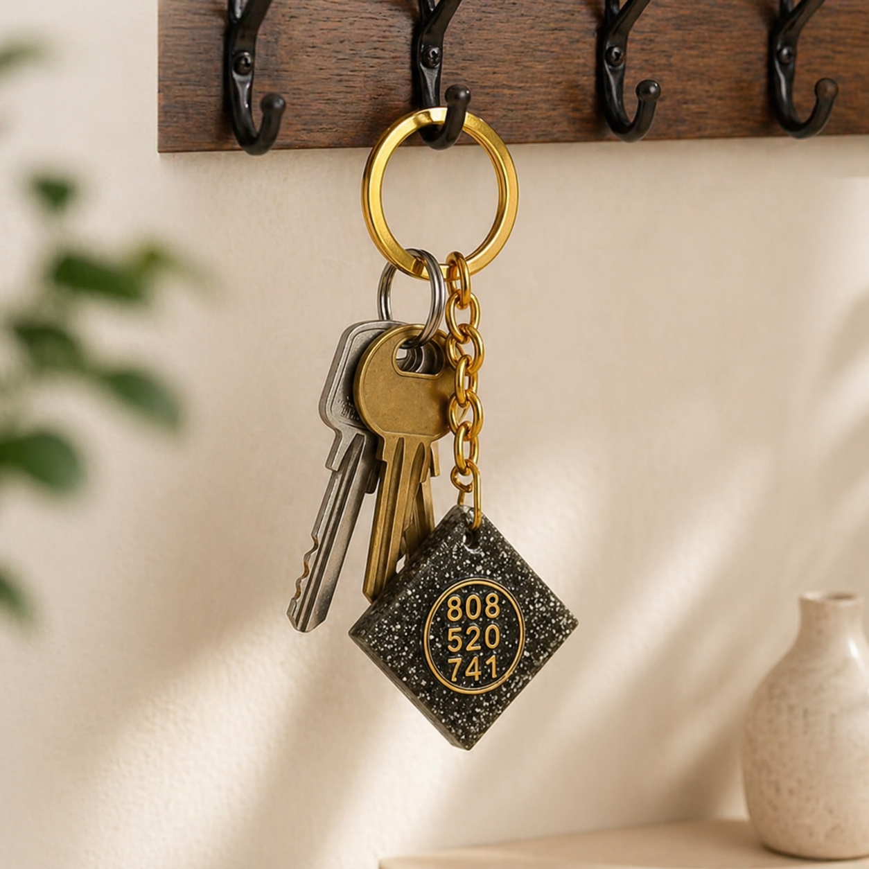 Pyrite Zibu number keychain for Manifestation and Prosperity