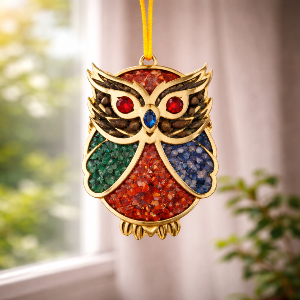 7 Chakra Owl Crystal Hanger for Wisdom