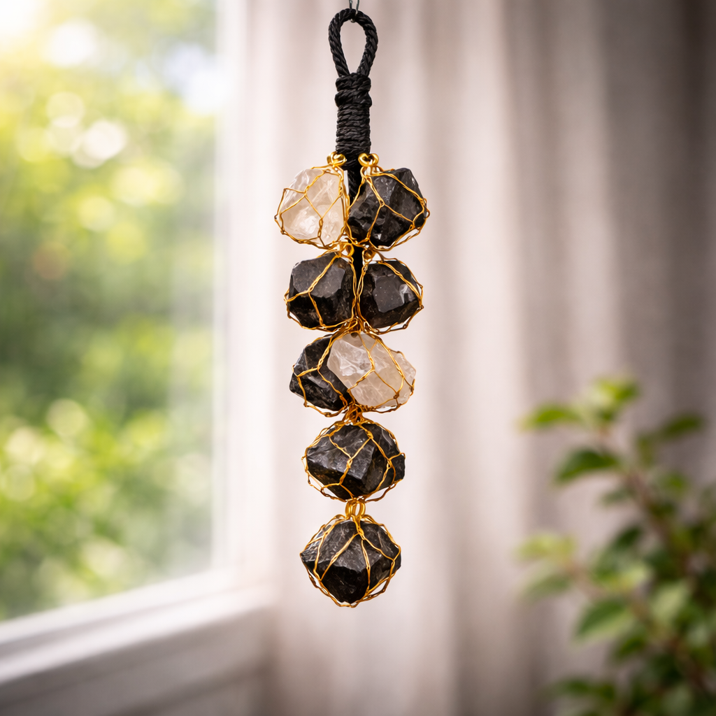 Black Tourmaline + Selenite Hanger for Protection