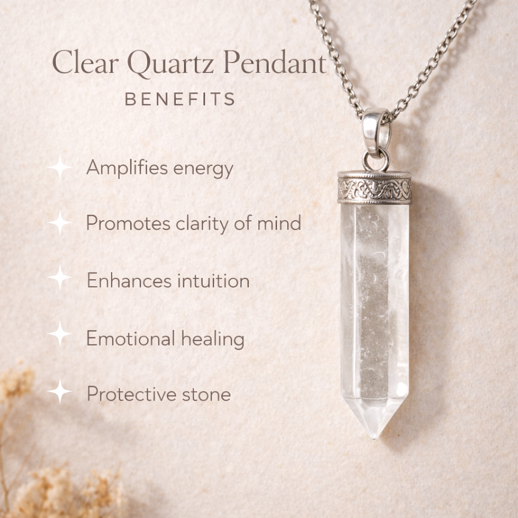 Clear Quartz (Sphatik) Pencil Pendant