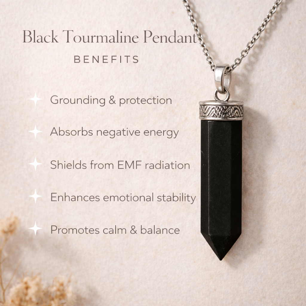 Black Tourmaline Pencil Pendant