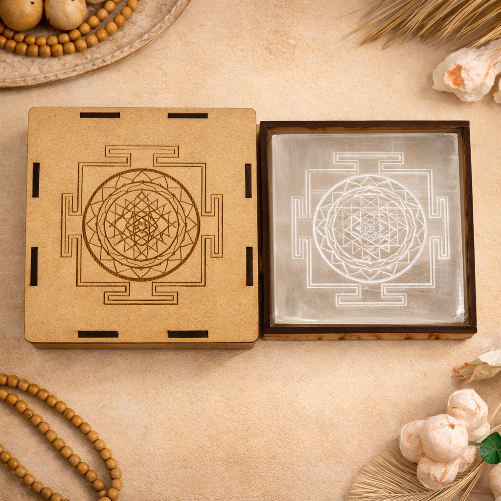 Shri Yantra Crystal Charging Selenite Plate