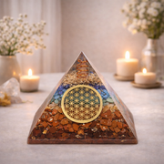 7 Chakra Crystal Orgone Pyramid