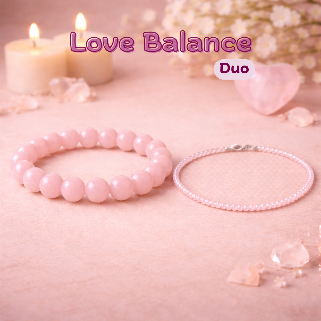 Love Balance Duo (Rose Quartz bracelet + Rose quartz anklet)