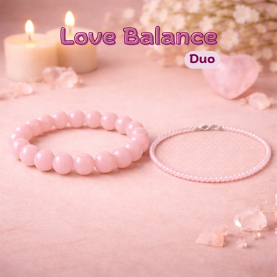 Love Balance Duo (Rose Quartz bracelet + Rose quartz anklet)
