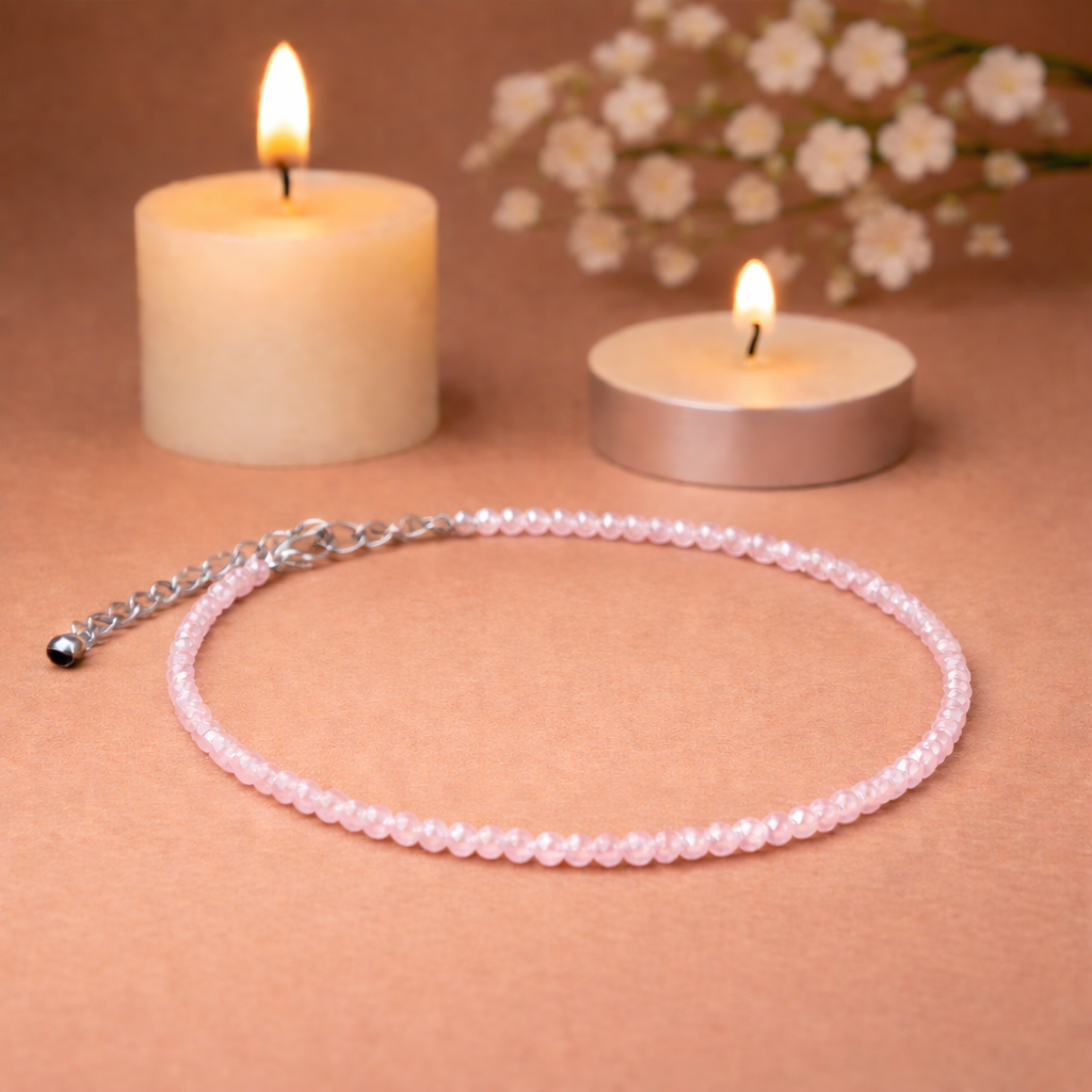 Natural Rose Quartz Anklet