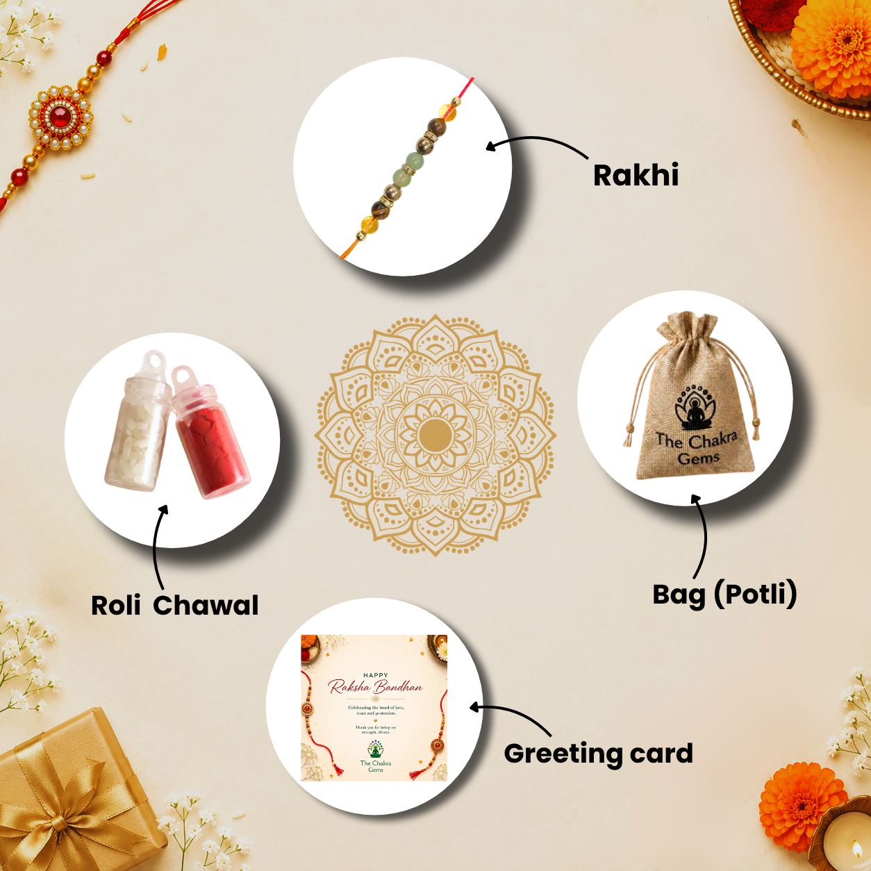 Turquoise Crystal Rakhi