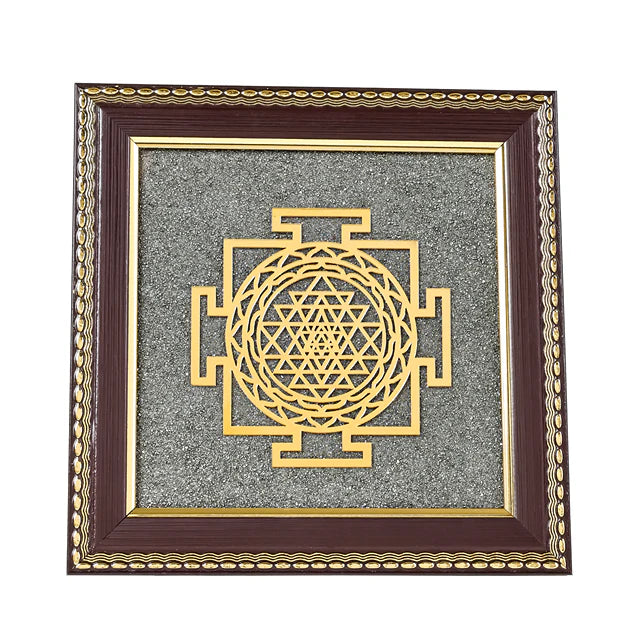 Shree Yantra Raw Pyrite Frame for Wealth & Manifestation