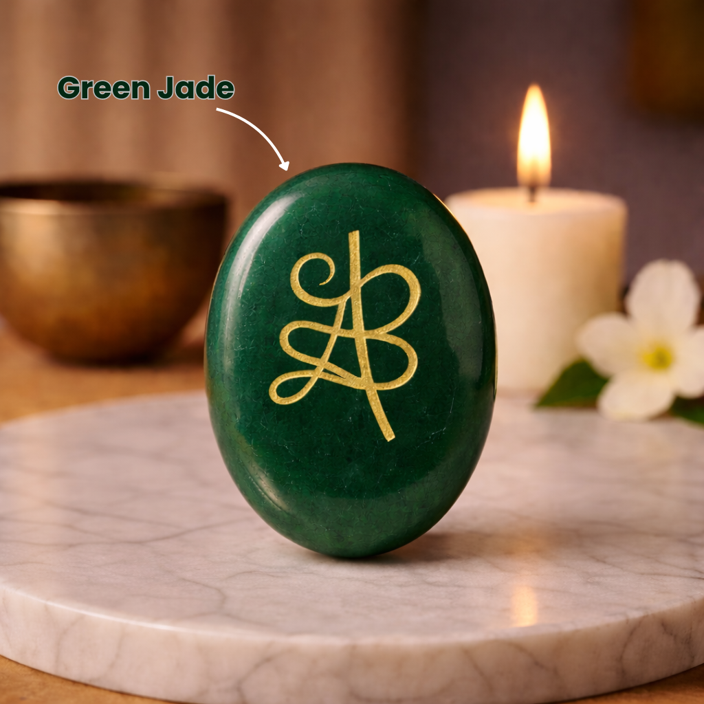 Green jade Zibu Coin
