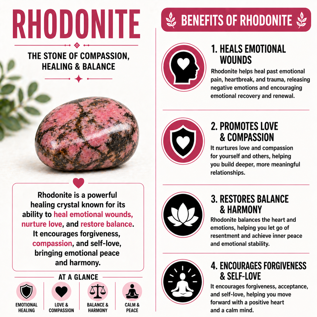 Rhodonite Bracelet for love & Emotional Strength