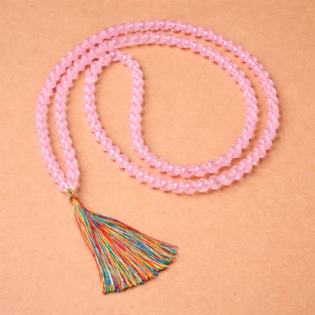 Rose Quartz Japa Mala for Love Attraction