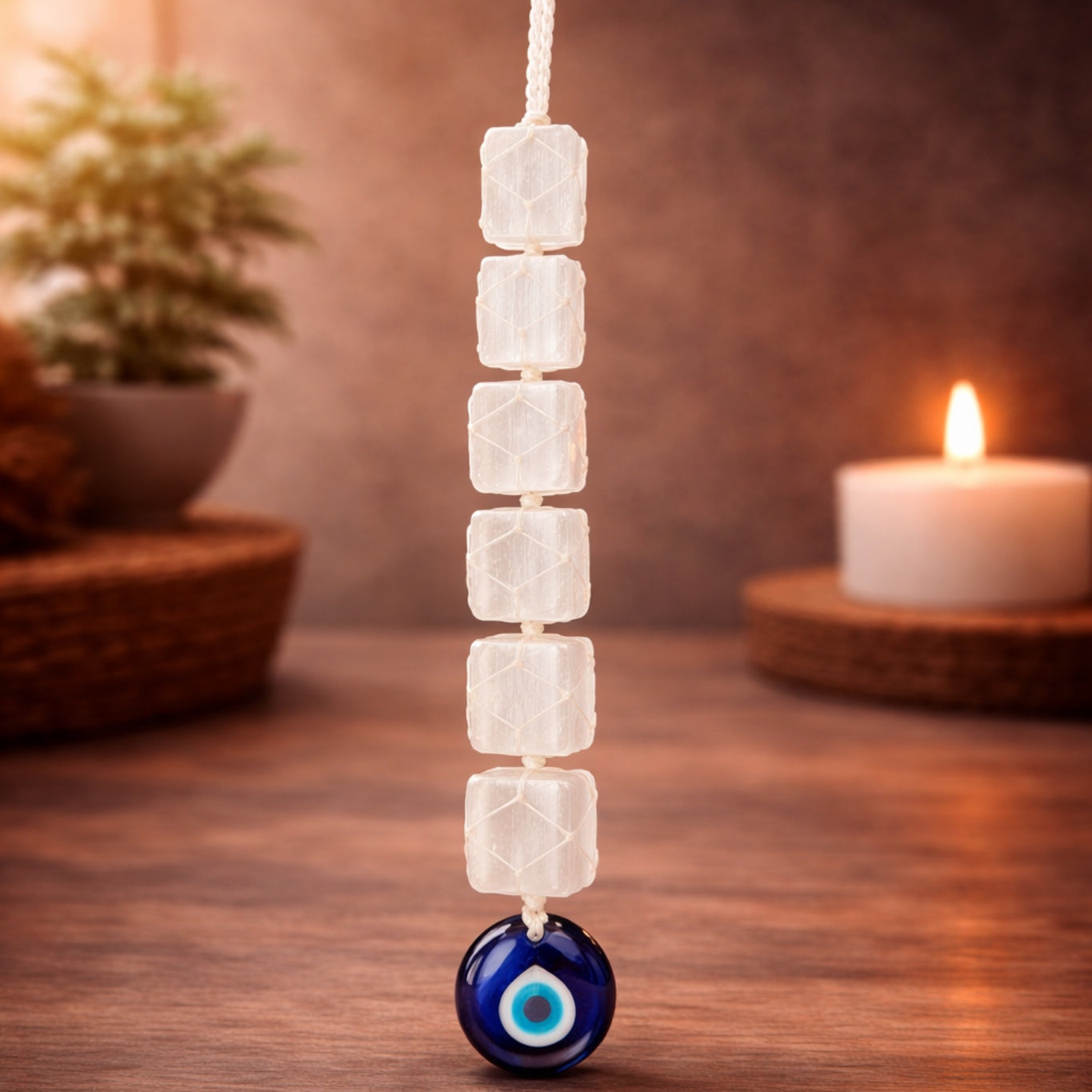 Selenite Evil Eye Hanger for Protection
